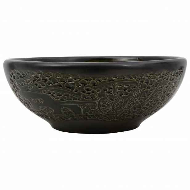 vidaXL Umyvadlo na desku černé kulaté Φ 41 x 14 cm keramika