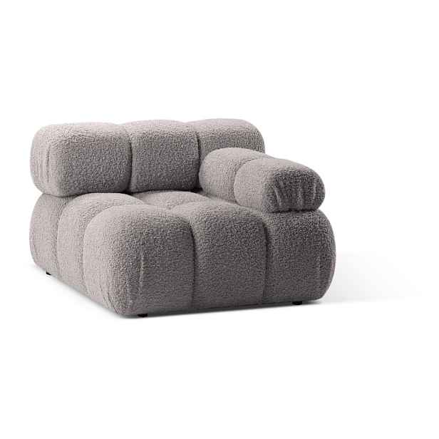 Světle šedý modul pohovky z textilie bouclé (pravý roh) Bellis – Micadoni Home