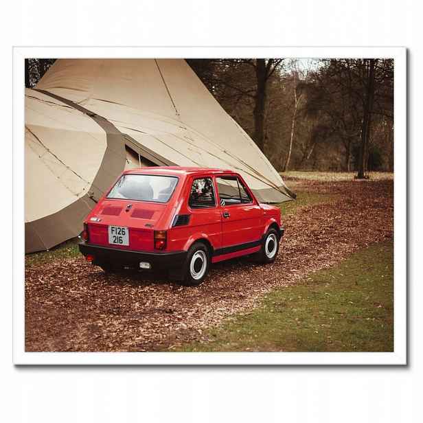 Plakáty v rámu 50x40 Červený malý Fiat 126p
