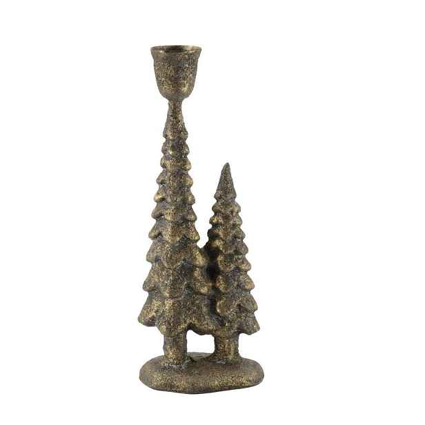 Mosazný antik kovový svícen se stromky Cannie - 7*5*20 cm Chic Antique
