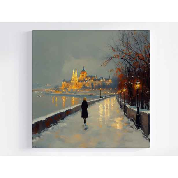 Obraz Na Plátně Canvas Budapešť Zima Parlament Lucerny Dunaj 50x50
