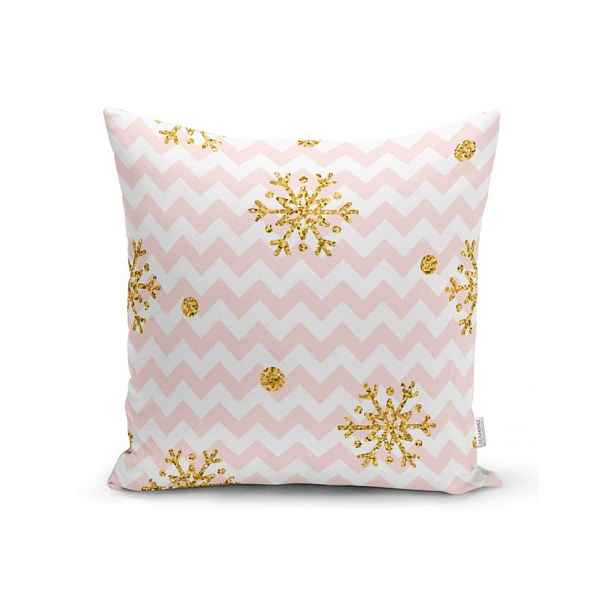 Vánoční povlak na polštář Minimalist Cushion Covers Golden Snowflakes, 42 x 42 cm
