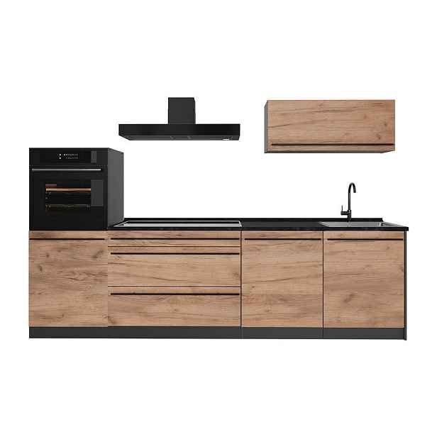 Vicco KUCHYŇSKÝ KOUT R-Line, Zlatý mocný dub/Antracit, 280 cm pracovná doska antracitová