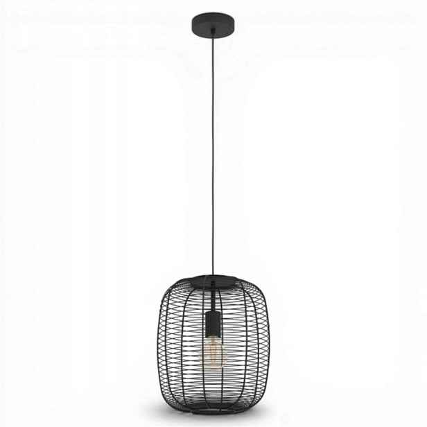 Závěsná lampa loft černá ocel E27, industriální válec do obývacího pokoje