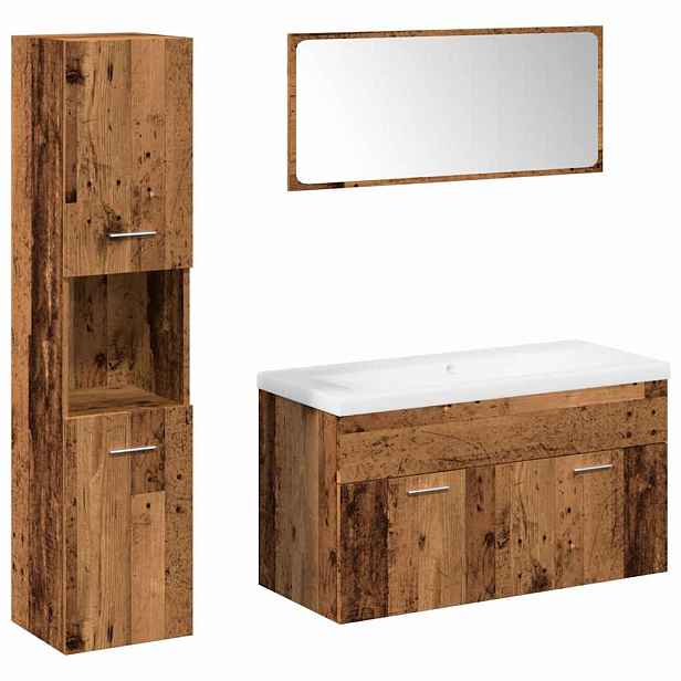 vidaXL 5dílná koupelnová sestava old wood kompozitní dřevo