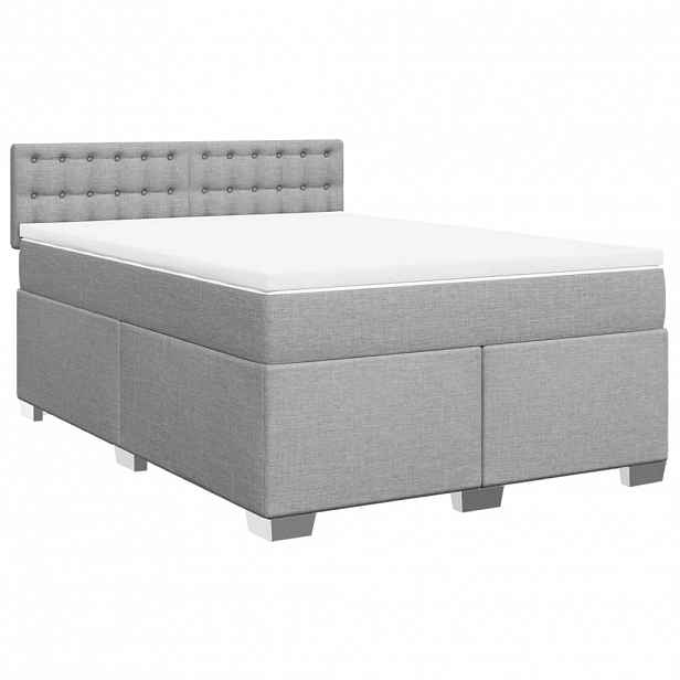 vidaXL Box spring postel s matrací světle šedá 140 x 200 cm textil