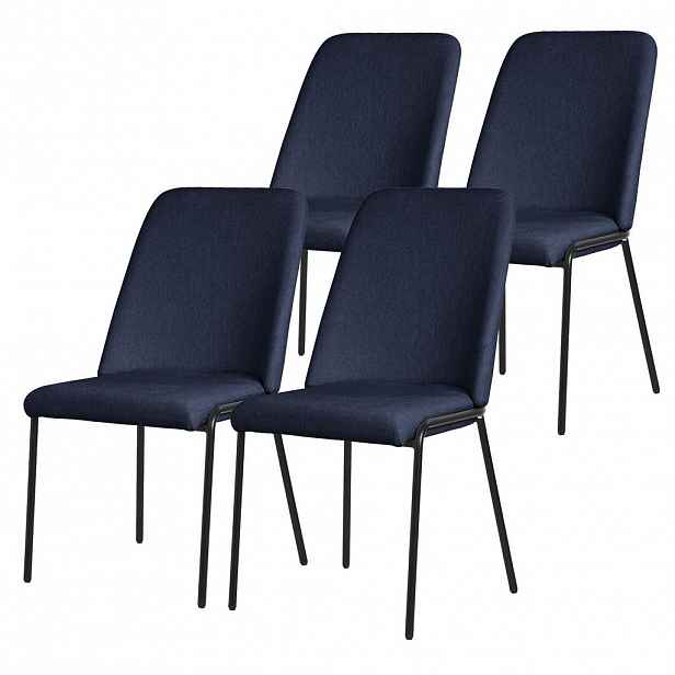 ML-DESIGN JÍDELNÍ ŽIDLE, sada 4 ks, tmavě modré s látkovým potahem