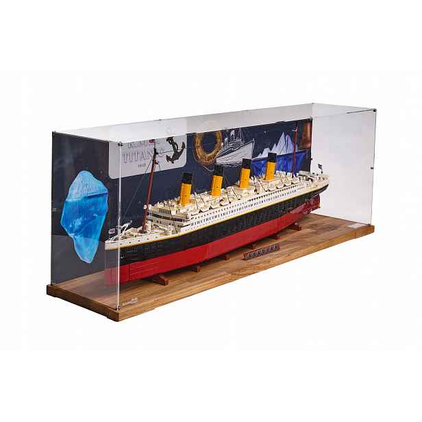 XL Wood vitrína s pozadím 2 Blacked Brick pro Lego 10294 Creator Expert Titanic