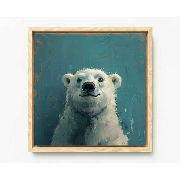 Obraz Rám American Box Bílý Medvídek Polární Grafika Medvídek 60x60