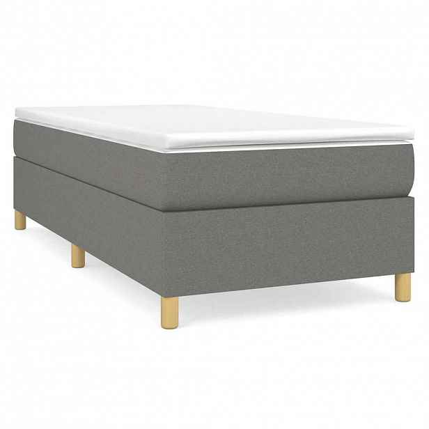 vidaXL Rám postele s boxspringem tmavě šedý 90 x 200 cm textil