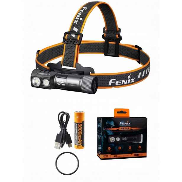 Diodová svítilna Fenix HM71R úhlová čelovka 2700lm 230 metrů Set