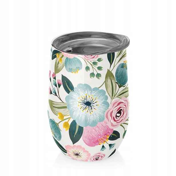Hrnek Z Nerezové Oceli S Víkem Pastel Flowers 420 ml Chic-mic