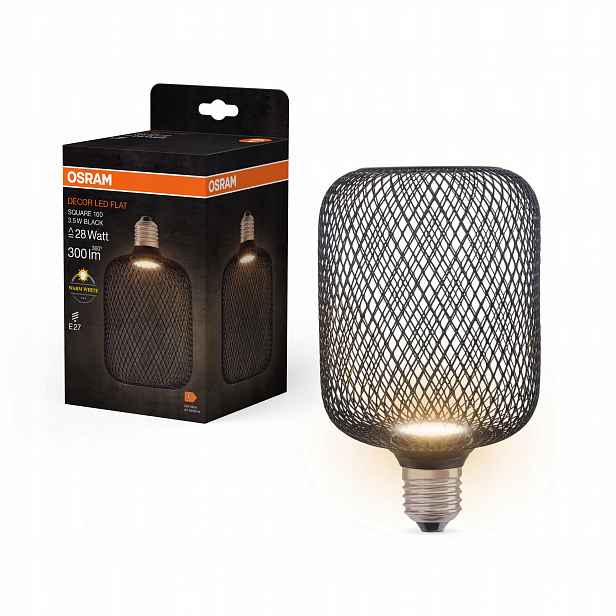 Ledvance Led stropní svítidlo 3.5W E27 Square Black, teplá bílá