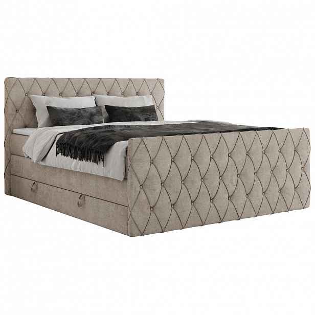 MKS POSTEL BOXSPRING MIREN KING DUO 120/200 - Béžová Strukturovaná látka - H3
