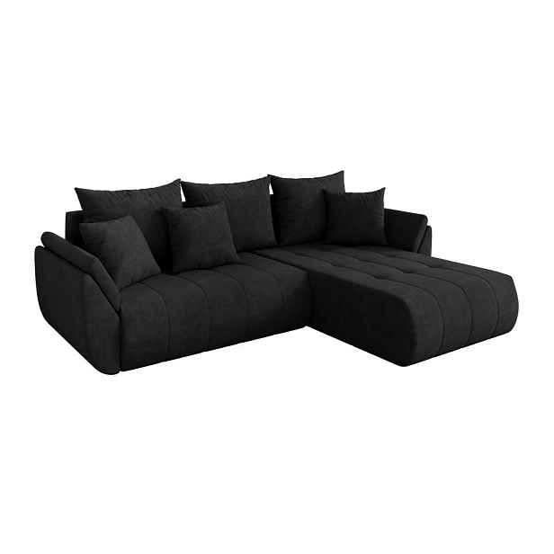 ALTDECOR ROHOVÁ SEDAČKA s funkcí spaní, otoman vpravo TOKO-L 277x194x86 černá velur
