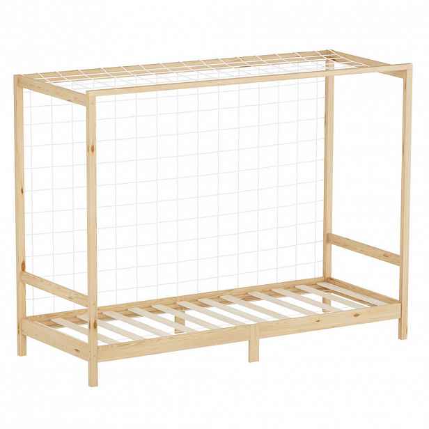 ML-DESIGN DĚTSKÁ postel ve tvaru fotbalové brány 90 × 200 cm, přírodní
