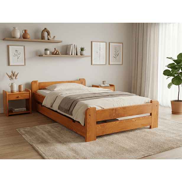 Postel Emily 80 x 200 cm, olše Rošt: S laťkovým roštem, Matrace: Matrace Coco Maxi 20 cm