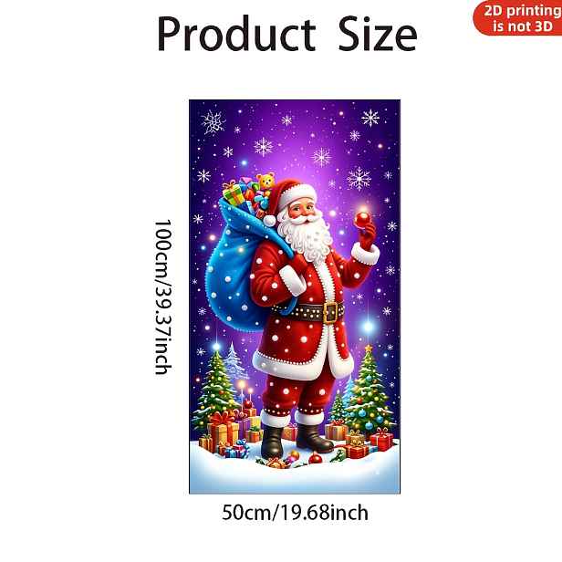TEMU 2D plochá, 2D plochá statická samolepka Santa Claus s dárkovou taškou a vánočním stromkem, okenní samolepka jako ozdoba do kuchyně a koupelny,