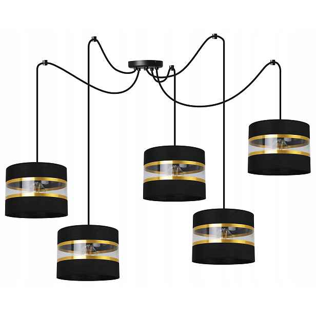 Závěsná Stropní Lampa Pavouk Lustr Glamour Černo-zlaté Stínidlo Do Obývacího Pokoje