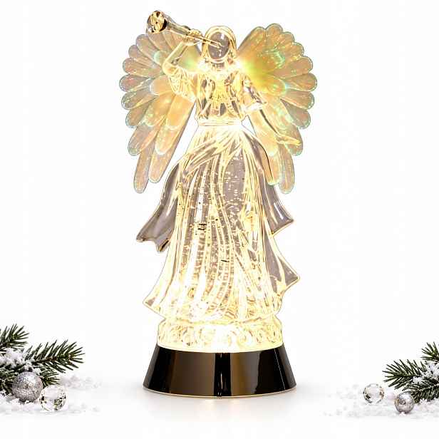 Led Osvětlený Vánoční Anděl 30 CM Figurka Usb Dekorace