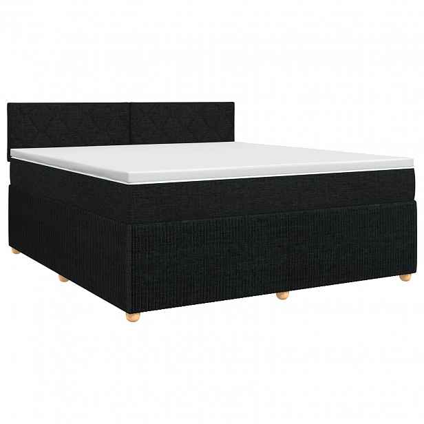 vidaXL Postel boxspring s matrací s čelo Černá 180 x 200 cm Textil