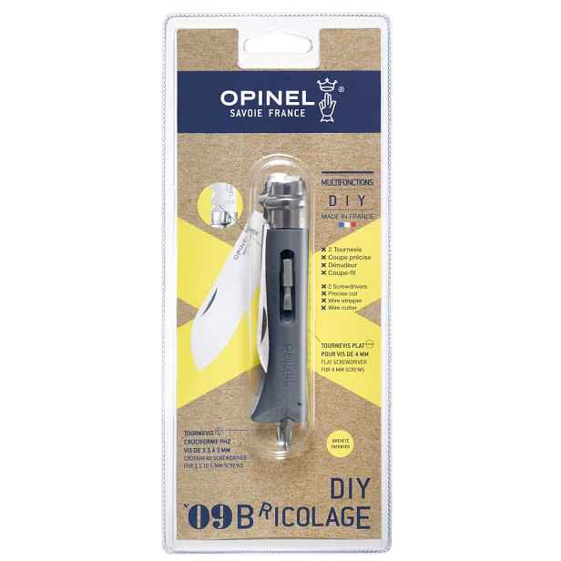 Opinel VR N°09 Inox DIY, kutilský nůž, šedý, blistr 002139