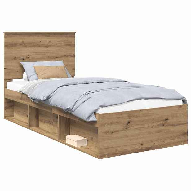 vidaXL Rám postele Umělecký dub 90 x 200 cm Masivní borové dřevo