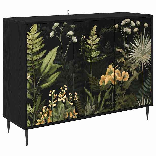 vidaXL Servírovací skříň RHENEN Černý dub 102 x 33 x 76 cm