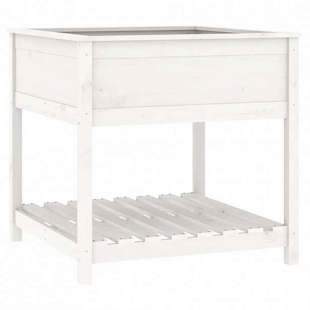 vidaXL Truhlík s policí bílý 82,5 x 82,5 x 81 cm masivní borové dřevo