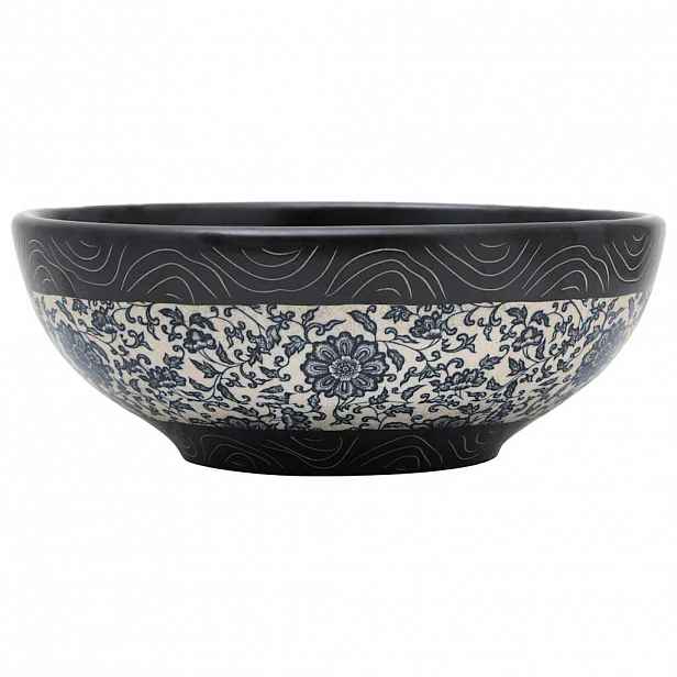 vidaXL Umyvadlo na desku černé a modré kulaté Φ 41 x 14 cm keramika