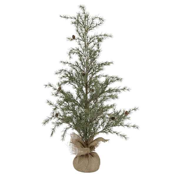 Zelený vánoční borovicový stromek v jutě a se šiškami Pine Tree - 90 cm Chic Antique