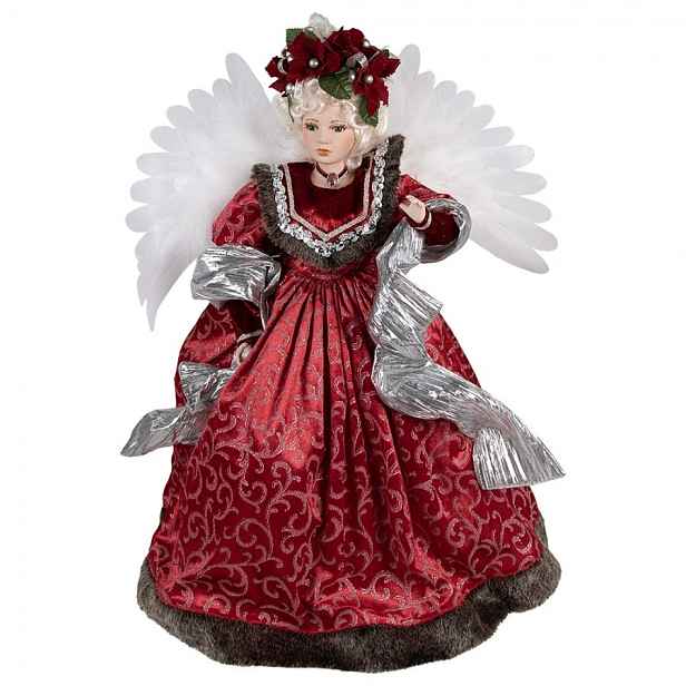 Červený hrající Anděl v šatech a svítícími křídly Angel Chris led - 50*30*65 cm Clayre & Eef