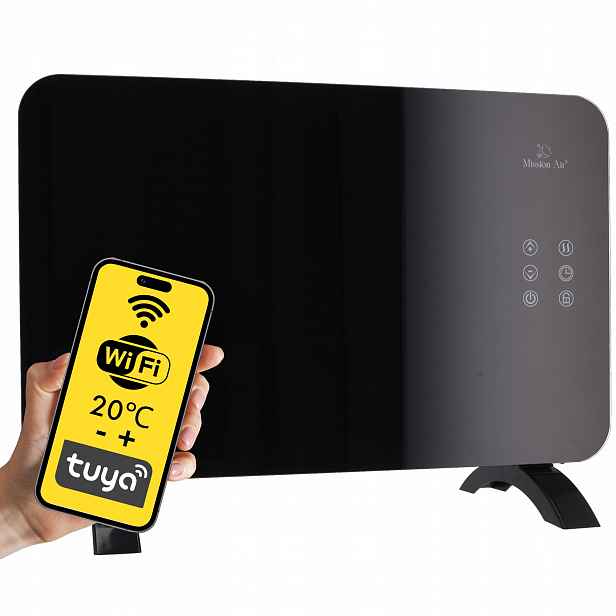 Elektrický Konvektorový Ohřívač Skleněný Panel energeticky úsporný 1000W WiFi