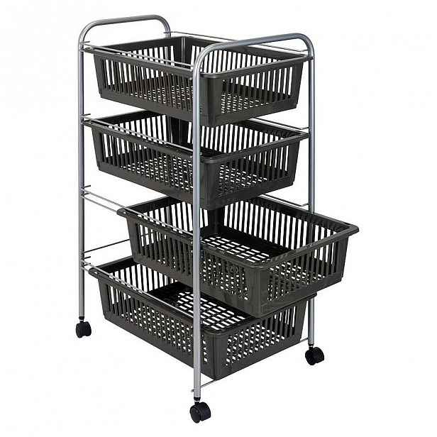 Černý stojan s košíky Metaltex SuperJumbo, 78 x 46 cm