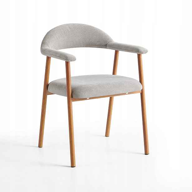 Jídelní židle Čalouněné světle šedé nohy v barvě dubu