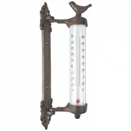 Litinový nástěnný teploměr Ego Dekor Dekor Bird, výška 27,3 cm