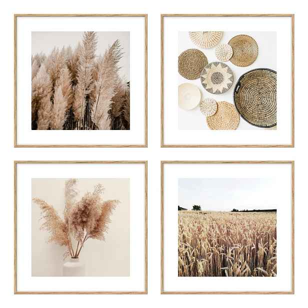 Plakáty v rámu 4 ks 30x30 cm Aesthetic