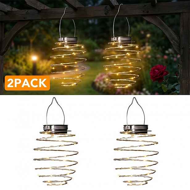 TEMU 2 solární zahradní lucerny, 16 LED venkovní litinové závěsné venkovní světla, napájené solární energií, jsou velmi vhodné pro ploty, verandy,