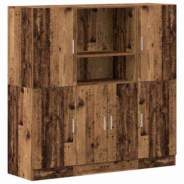 vidaXL Sada 3 kusů kuchyňských skříněk old wood kompozitní dřevo