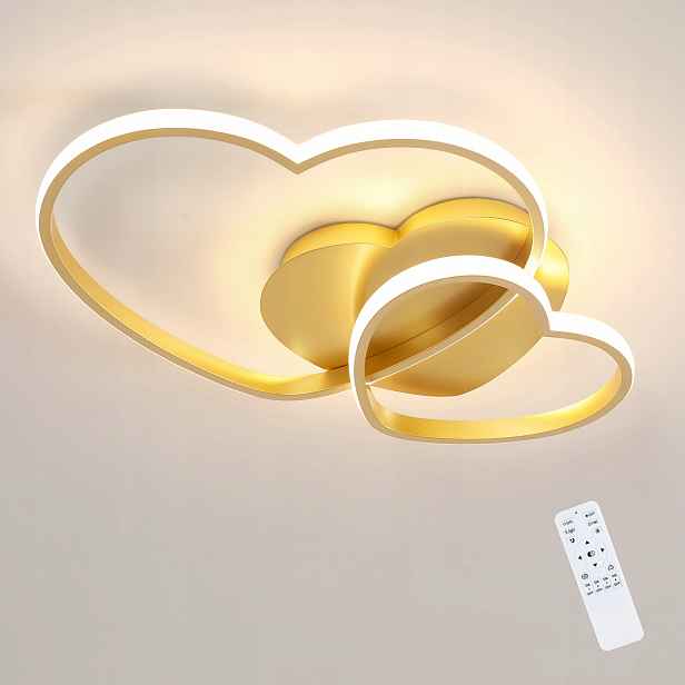 Stropní Led lampa lustr zlatá s dálkovým ovládáním moderní do ložnice 48W