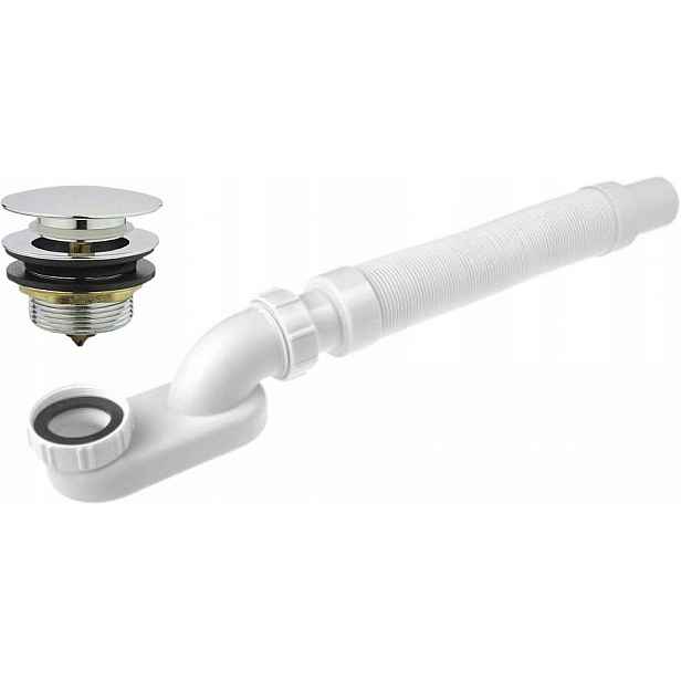 Vanový Sifon Deante Kxy 991W Bílý Nastavitelný zátka klik klak chrom