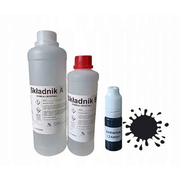 Sada Epoxidová pryskyřice Crystall 1 kg barvivo na pryskyřici Černá 10 ml