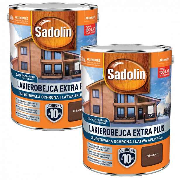 Set Sadolin Extra Plus 2x4,5L Vodní Lakobejca Na Dřevo Palisander 9L