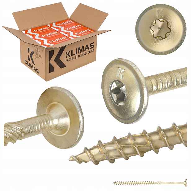 Tesařské vruty Torx 5x100 mm 1200 ks talířové na dřevo Klimas Wkcp