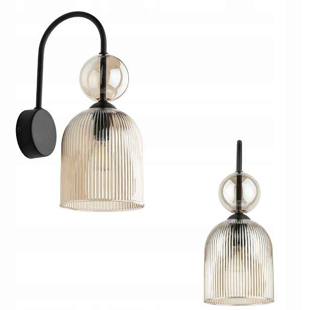 Nástěnné svítidlo Sopghia koňakové skleněné ryhované stínidlo Tk Lighting
