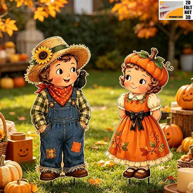 TEMU 2D ploché - 【2D ploché】 2D ploché - [2D ploché] 2D ploché 2 ks Velké podzimní dekorace na zahradu s Díkůvzdání s plastovými kolíky - Roztomilé