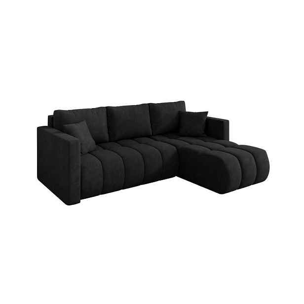 ALTDECOR ROHOVÁ SEDAČKA s funkcí spaní, otoman vpravo GARD-L 226x146x85 černá velur
