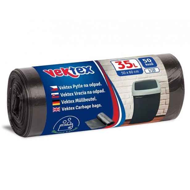 Pytle na odpadky Vektex 35 l, 50 ks, černé