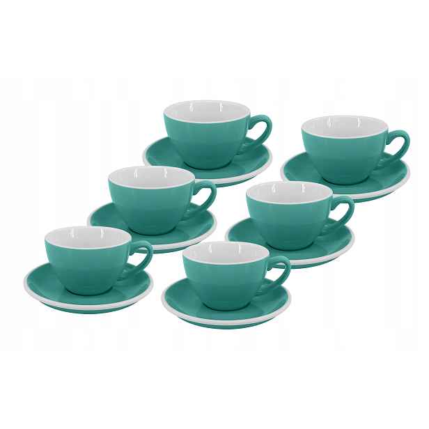 Set 6 ks Cappuccino šálek s podšálkem Roma, 180 ml, tyrkysový