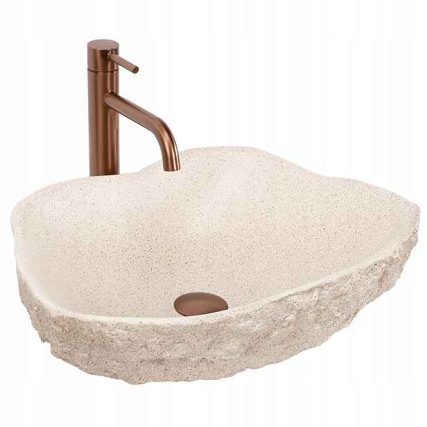 Umyvadlo Na Desku Rea Isla Warm Beige, Moderní, Z Kamenného Kompozitu